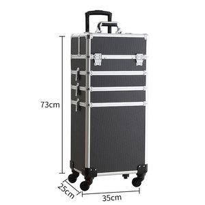 Sacs de maquillage professionnels, 4 en 1, serrure de poignée de levage, en aluminium, avion roulant, étuis de train pour cosmétiques, pour artistes de maquillage et coiffeurs - Product Image 6