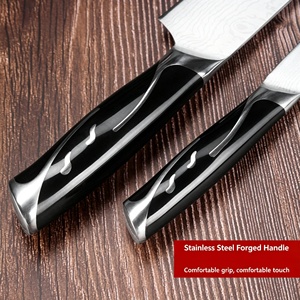Juego de cuchillos de cocina de 7 piezas con patrón láser Damasco, hojas afiladas de acero inoxidable, mango antideslizante, tijeras de cocina y varilla de afilar. - Product Image 5