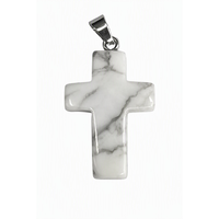 Polierter Edelstein-Kreuzanhänger in 17 Natürlichen Kristallvarianten, Silberfassung, Spiritueller Religiöser Schmuck-Charm