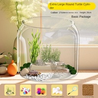 Petit aquarium en plastique résistant aux chutes, haute perméabilité, fabrication intégrée, transparent, rond, pour salon, bureau, aquarium écologique