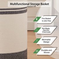 Cesta de lavandería de cuerda de algodón tejida grande con asas cesta de almacenamiento decorativa para ropa y juguetes
