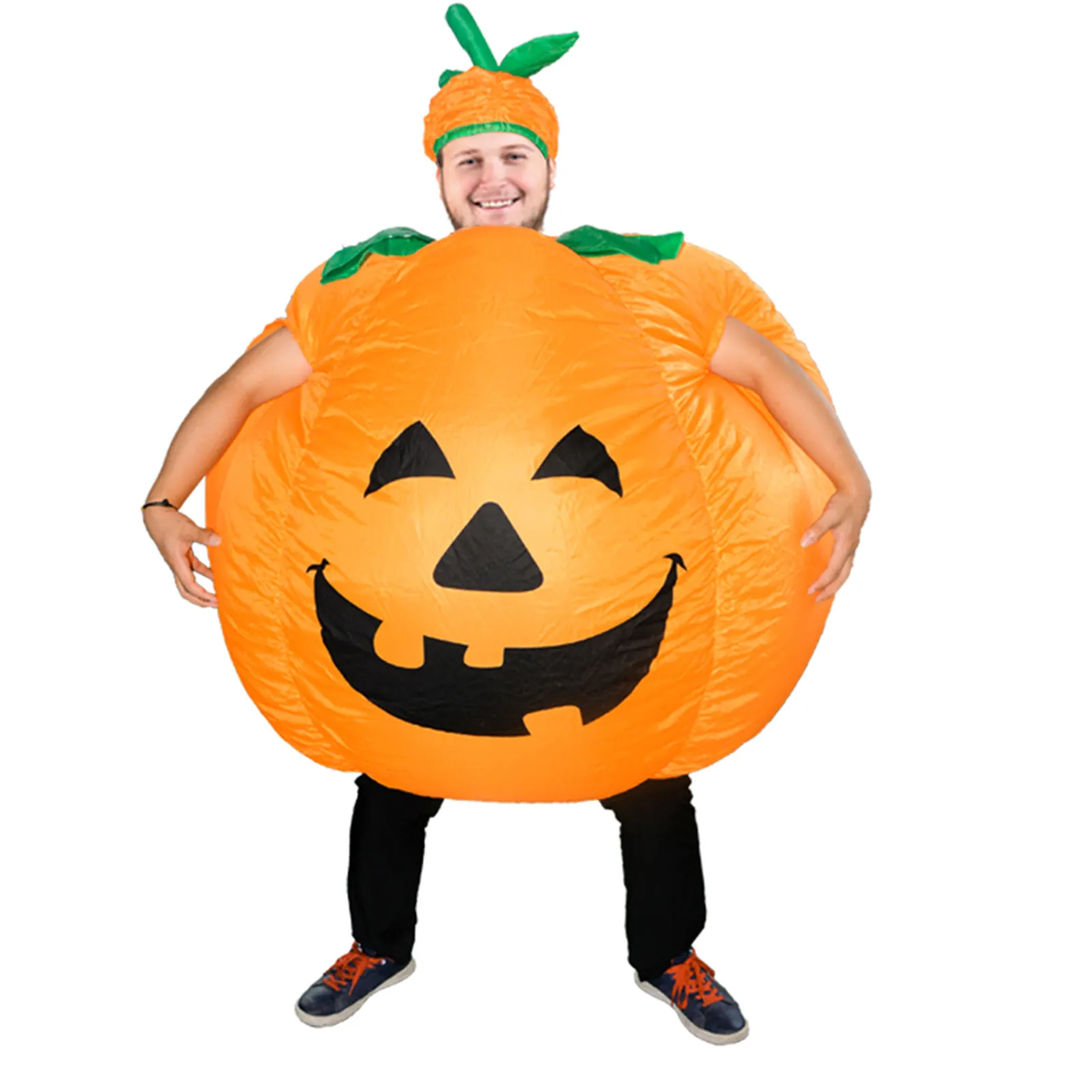 Kostum Labu Tiup Oranye Kostum Tiup Jumpsuit Anak-anak Kostum Halloween Cosplay Meledak Cocok untuk Dewasa