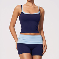 Ensemble de yoga pour femme, effet seconde peau, doux et extensible, color block, taille haute, effet ventre plat et rehausseur de fessiers, pour l'entraînement et la gym