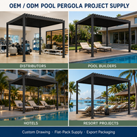Pérgola de Aluminio Impermeable Personalizada para Piscina, Techo de Láminas Ajustables, Gazebo, Proveedor OEM para Proyectos de Hoteles y Resorts en Australia