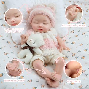 Poupée <span class=keywords><strong>Reborn</strong></span> en Silicone Solide de 13 Pouces, Corps Entier, Bébé Nouveau-né, Fonction Boire et Faire Pipi, Jouet Éducatif Réaliste pour Tout-petits - Product Image 3
