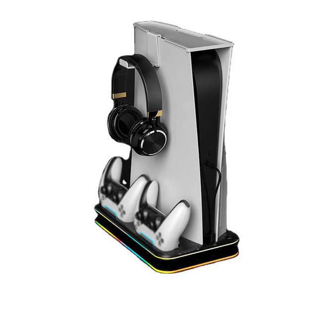 Gaming Accessories for PS5 Stand 3 Gears Cooling Fan Charging Station With RGB Light Dual Controllers Charger for Play Station5