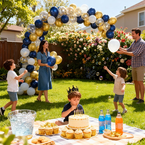 Set <span class=keywords><strong>de</strong></span> Guirnalda <span class=keywords><strong>de</strong></span> Globos Redondos <span class=keywords><strong>de</strong></span> Látex con Tema Azul Noche Dorada, Decoración <span class=keywords><strong>para</strong></span> Fiestas <span class=keywords><strong>de</strong></span> <span class=keywords><strong>Cumpleaños</strong></span> con Póster <span class=keywords><strong>de</strong></span> Feliz <span class=keywords><strong>Cumpleaños</strong></span> - Product Image 3