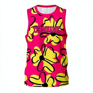 Maillot de basket-ball unisexe à imprimé floral, sans manches, col rond, imprimé intégral, débardeur en polyester, respirant, pour toutes les saisons - Product Image 5