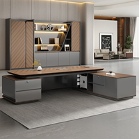 Ensemble de bureau de direction en bois modulaire en forme de L moderne et luxueux