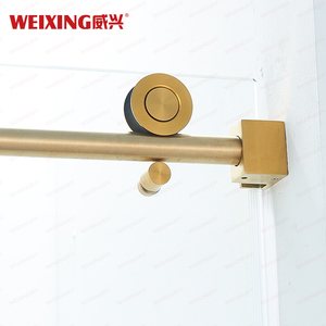 מחיר טוב חדר אמבטיה נירוסטה נירוסטה מסגרת זהב מעוטרת זכוכית יחידה דלת הזזה - Product Image 5