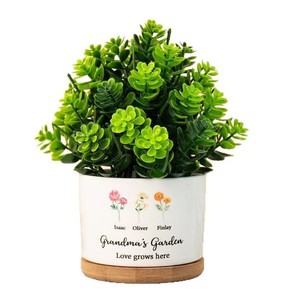 Pot de fleur Table en pot en céramique personnalisée double face avec plateau en bambou cadeau One-Piece Custom - Product Image 5