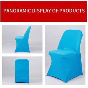 Housses de chaise pliantes en gros, blanches, noires, ivoire, en spandex, housses extensibles pour mariage - Product Image 6