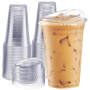 Gobelets en plastique jetables écologiques personnalisés de qualité alimentaire 12/14/16/18/20/24oz en PET transparent avec couvercles pour boissons froides, café glacé - Product Image 1