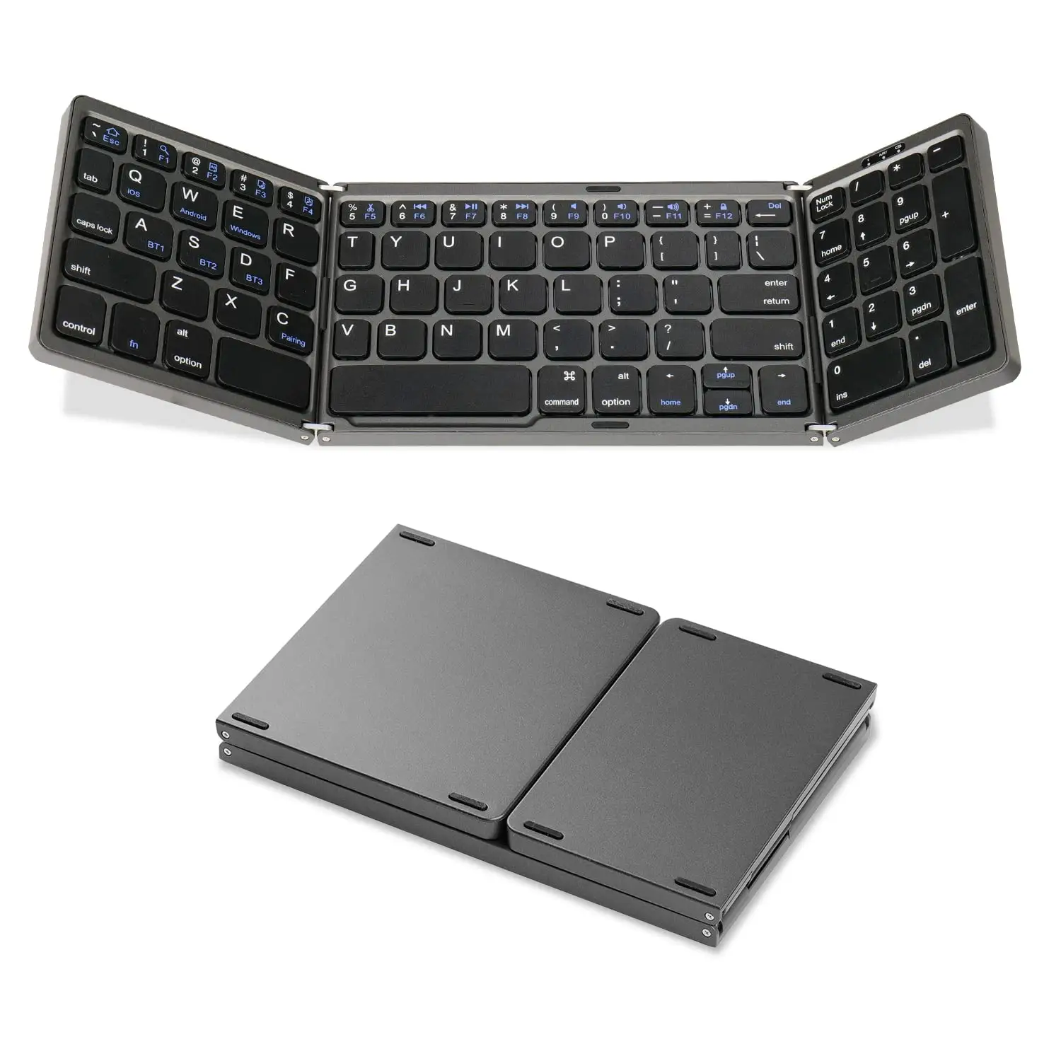 Беспроводная мини-клавиатура BT с цифровой клавиатурой, совместимая с pad/mac/Galaxy Tab, аккумуляторная Складная мини-беспроводная клавиатура