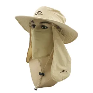 Chapeau de pêcheur en Polyester, bob, couleur Pure, séchage rapide, Portable, pour l'extérieur, résistant au soleil, avec ombrage pour le cou