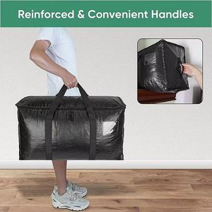 24 Gallon Black PE Woven Moving <b>Bags</b> Heavy Duty Extra Large Storage Tote <b>Bags</b> for <b>Space</b> Saving - Product Image 3