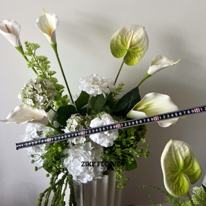2025 New Arrival Floral Candle Green White Faux Flower Arrangement Artificial Flower Bouquet <strong>Table</strong> <strong>Centre</strong> <strong>Piece</strong> for Weddings - Product Image 5