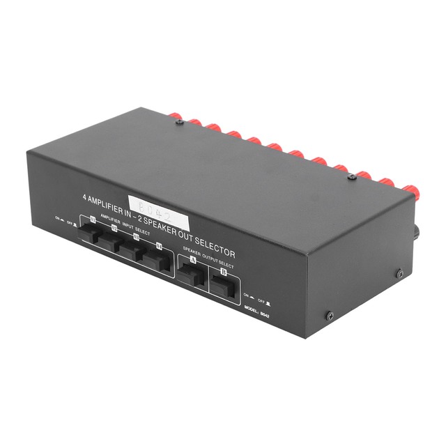 Passive Selector Switch 4 Amplifier in 2 Speaker Out Audio Selector Box for Music Playing