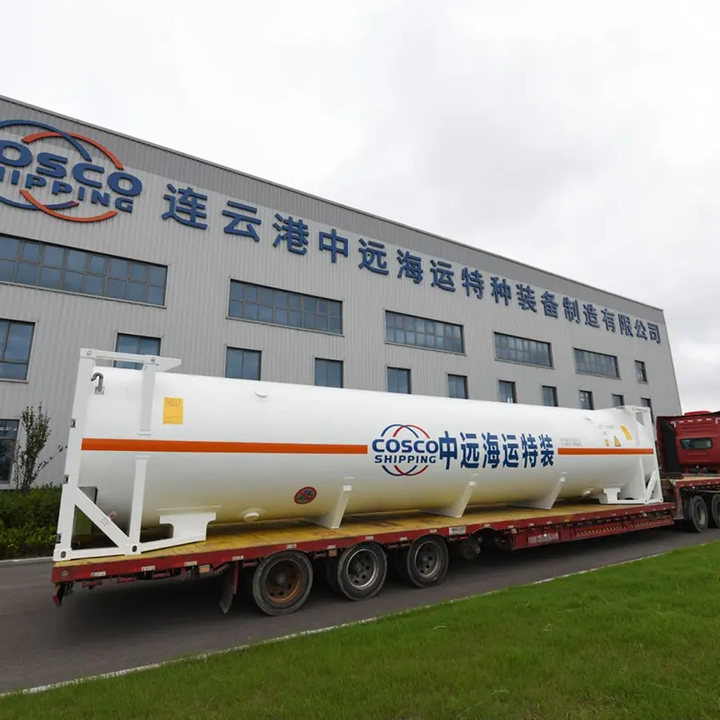 T75 kontainer pengiriman LNG cair baja tahan karat tangki kriogenik 40FT wadah tangki ISO untuk kapasitas besar LPG propana