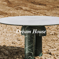 Table à manger rectangulaire sculpturale en marbre Dream Home, base en blocs de marbre courbés empilés, table à manger de luxe design