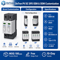 Dispositif de protection contre les surtensions solaires DC SPD pour systèmes photovoltaïques, types T1 T2, 1000V 1500Vdc 40kA 60kA, ignifuge, OEM