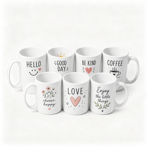 Ceramic Mug Set with Gift Box Eco-Friendly & Food Safe <b>Screen</b> Printed Letter Design for Gift Occasions - Product Image 6