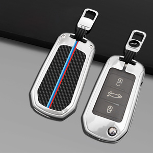 Housse <span class=keywords><strong>de</strong></span> sac à clés <span class=keywords><strong>de</strong></span> voiture en fibre <span class=keywords><strong>de</strong></span> carbone avec porte-clés, adaptée aux clés Citroën - Product Image 5