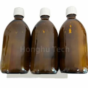 473ml 16oz NEOS <b>Amber</b> Glass <b>Bottle</b> Big Round Narrow Shoulder <b>Bottles</b> with Blue II Label Screw Cap Whole Set - Product Image 1