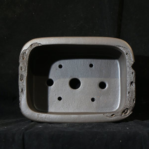 Zisha Rectangular Bonsai <b>Pot</b> Handmade Wood-Fired Carved <b>Tree</b> Stump Design Antique Style Planters - Product Image 4