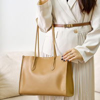 Sac fourre-tout classique en cuir véritable pour femme, grand format, multifonctionnel, imperméable et durable, style luxe discret, vente en gros