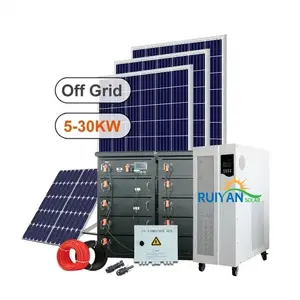 ระบบพลังงานแสงอาทิตย์ในบ้าน1KW แบตเตอรี่ลิเธียมไอออนไฮบริดแบบ10KW วางซ้อนกันได้สำหรับพลังงานแสงอาทิตย์สามารถสื่อสารได้