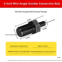 Tige de conversion pour meuleuse d'angle M5 à M10 45 #   Adaptateur de broche pour perceuse électrique miniature en acier de 3 pouces pour le polissage et la découpe