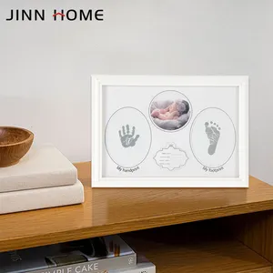 Baby Growth Commemorative Photo Frame Hand And Footprint Record Cute Cartoon Table Hanging Wall Gift Photo Frame