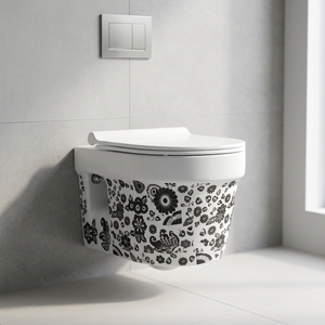 Art Designer Bois Blanc Double Couleur Montage Mural Accroché Siège de Toilette Commode Salle de Bain Placard WC Sanitaire - Product Image 5