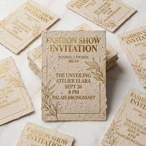Invitations d'événements en papier grainé avec feuille d'or |   Cartes d'invitation biodégradables et plantables |   Cartes d'insertion pour mariages et événements d'entreprise - Product Image 3