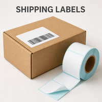 Stiker Label Termal Geleboer Gulungan Kustom Tahan Air Perekat Label Pengiriman Barcode untuk Pencetakan Alamat Ritel Grosir