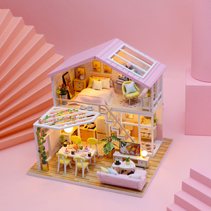 Newest Design American <strong>Vintage</strong> Style Gift Set DIY Miniature Garden Dollhouse <strong>Doll</strong> <strong>Houses</strong> With Light and Furniture for Kids - Product Image 5