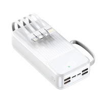 Power Bank Li-Polymer 10000mAh dengan 4 Kabel Pengisi Daya Terintegrasi, Desain Tali Gantungan, Layar Digital, Pengisian Cepat 22.5W, 2-in-1 Cepat