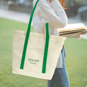 Chất Lượng Cao Thiết Kế Cổ Điển Tùy Chỉnh Cotton Totes Túi Xách Tay Cho Phụ Nữ Thời Trang Giản Dị