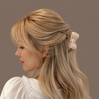 Pince à cheveux élégante en PVC transparent à pois avec nœud, pince requin triangulaire pour femmes, accessoires capillaires quotidiens