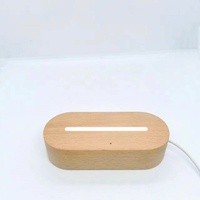 Veilleuse LED ovale en bois de hêtre massif et caoutchouc, design moderne et minimaliste, tactile, couleur et taille personnalisables, réutilisable pour la maison