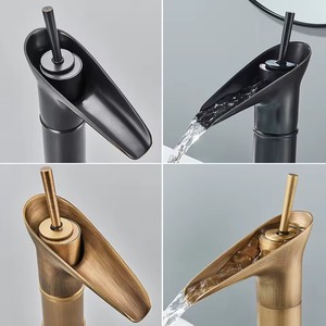 Rubinetto classico per il bagno in stile antico a cascata rubinetto caldo e freddo in bronzo a foro singolo tipo di rubinetto per acqua - Product Image 4