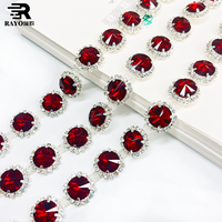 Chaîne de strass fantaisie rouge multi-formes pour loisirs créatifs, sacs, costumes, à coudre, forme fleur, gamme Siam, accessoires de décoration