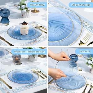 Fábrica al por mayor elegante cargador <span class=keywords><strong>de</strong></span> plástico placas en relieve Seashell textura inversa con oro/<span class=keywords><strong>plata</strong></span> borde lujo evento <span class=keywords><strong>vajilla</strong></span> - Product Image 4