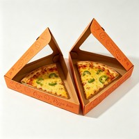 Boîtes d'emballage pour tranches de pizza en gros, boîtes à pizza triangulaires avec fenêtre transparente, boîte en papier de qualité alimentaire pour pizza