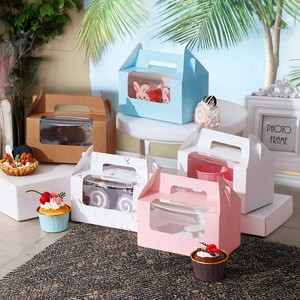 Caja de embalaje portátil para cupcakes de 1/2/4/6/12 agujeros, paquete de postres, magdalenas, pasteles horneados, tarta de huevo - Product Image 2