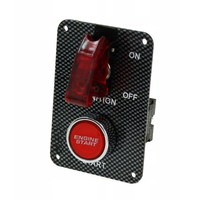Panneau de commande d'allumage de course en fibre de carbone, interrupteur simple 12V avec LED rouge pour démarrage moteur de voiture de course