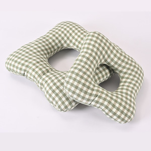 Coussin de siège anti-pression à motif quadrillé en coton lavé pour le soin des hanches et du coccyx, grande et moyenne taille - Product Image 2