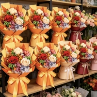 Bouquet de roses éternelles de luxe, coffret cadeau délicat, boîte fourre-tout transparente haut de gamme faite à la main, longue durée (3-5 ans), fleurs romantiques