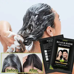 Kemasan Kecil 25Ml Harga Pabrik Sampo Rambut Kecantikan Hitam Ukuran Perjalanan Sampo Pewarna Rambut Hitam untuk Penutup Rambut Putih Abu-abu